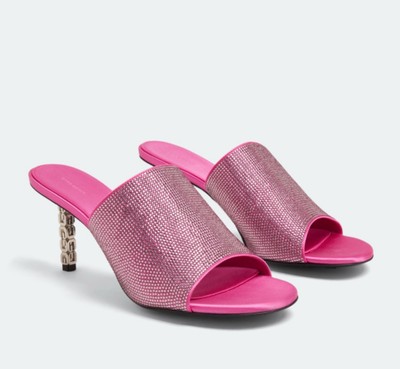 Givenchy G Cube Womens 39/ US 9 Mules Sandals Fuchsia Pink Rhinestone NIB $1,290