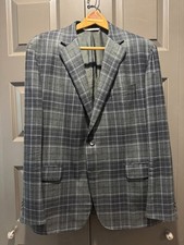Samuelson Blue/Gray Wool Check Sport Coat sz 44 Custom Bespoke
