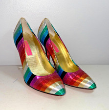 Betsey Johnson Women's 6 M Heels Multicolor Pointed Toe Stiletto Slip On Pump