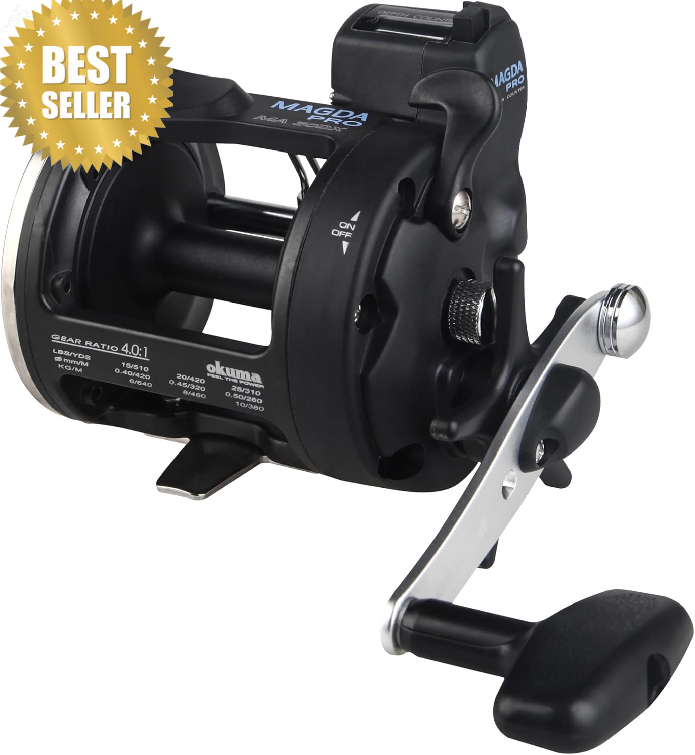Magda Pro MA-30DX Line Counter Trolling Reel Black/Silver Le