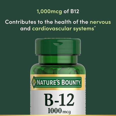 Suplemento de vitamina 1000 mcg, Nature's Bounty Vitamina que favorece el  B12 d