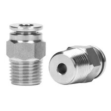Push to Connect Fitting - 304 Stainless Steel Male Straight 5/32 Tube OD x 1/...