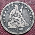 1860 O Seated Liberty Quarter 25c Better Grade VF + #103072