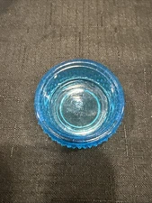 New Vintage Round Open Salt Dip  In Med. Blue Made By Wetzel Singed RW 1 7/8”