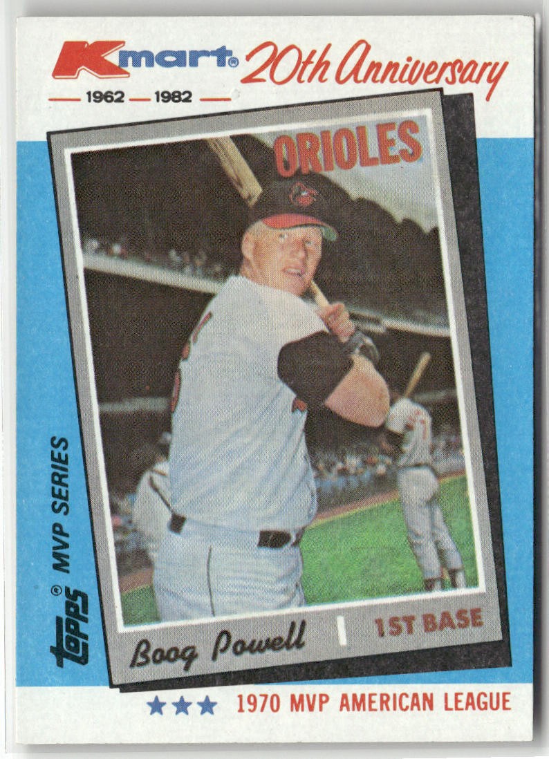 1982 TOPPS KMART 20TH ANNIVERSARY AL & NL MVP'S #17 BOOG POWELL ORIOLES