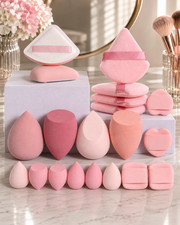 20 Pcs Pink Makeup Sponge and Makeup Puff Set Suitable for Face Cream and Powder