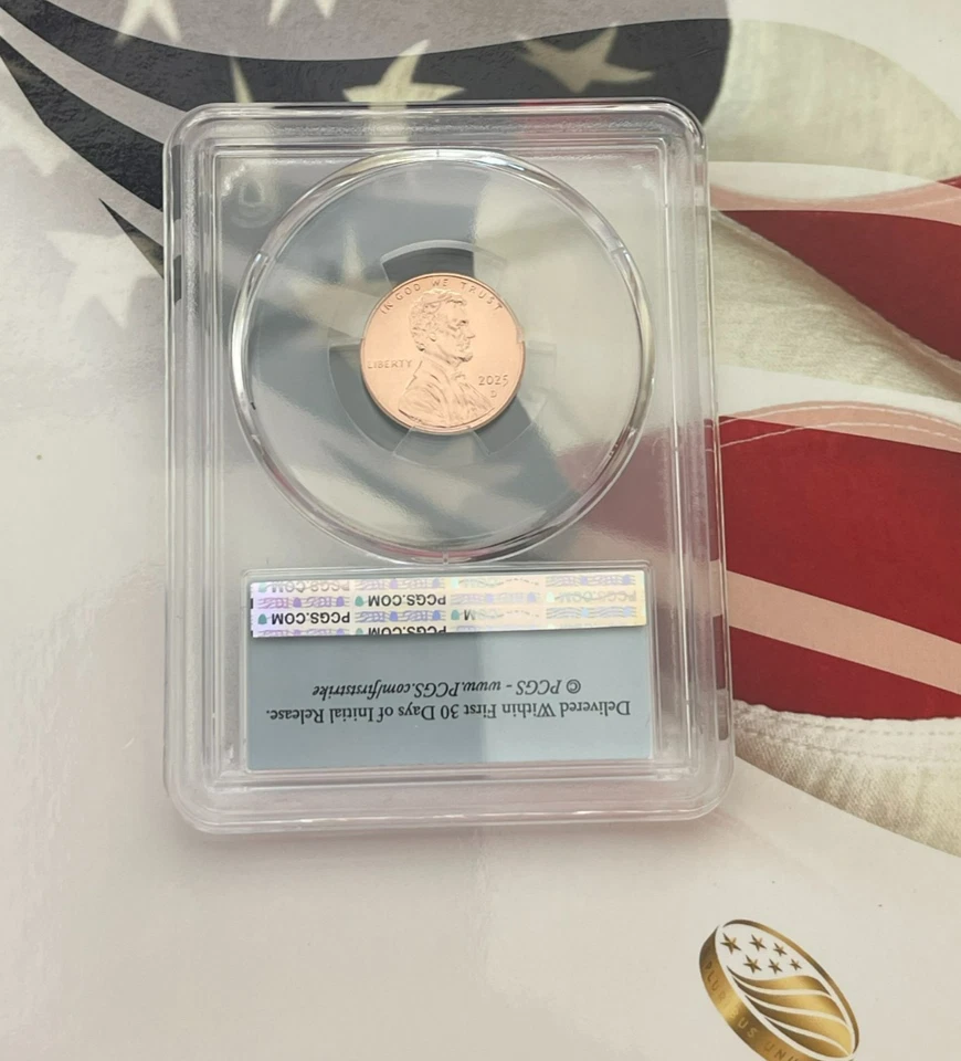 2025 D Lincoln SHIELD 1c Cent PCGS MS67RD FIRSTSTRIKE FLAG LABEL - Image 2 of 2