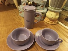 Douwe Egberts Vintage 2 Lilac Colour Coffee Cups Set Vintage 70s/80s