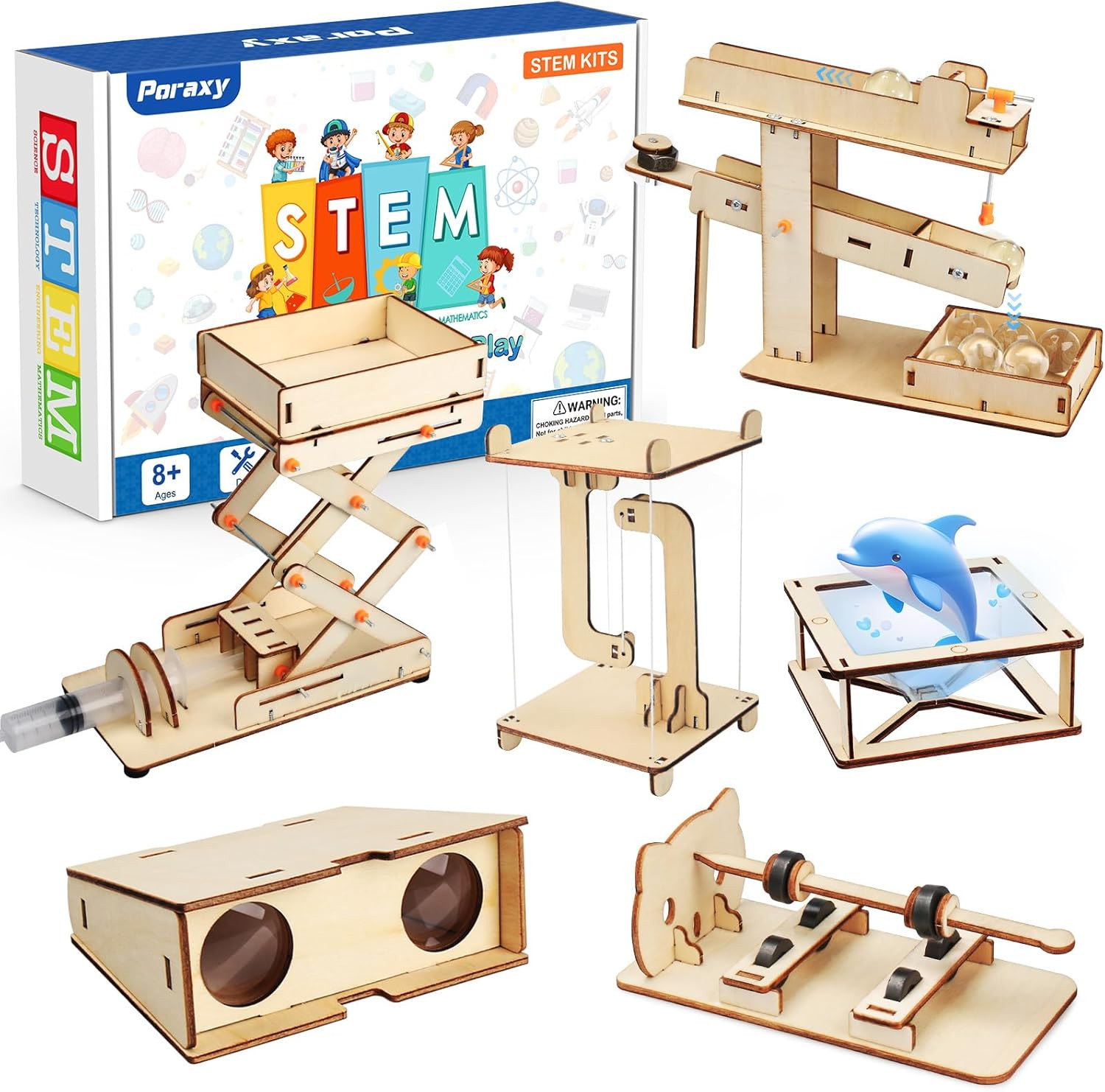 Poraxy 6 in 1 STEM Kits for Kids Age 8-10, Science Building 