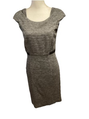 Comma Dress Size US 6 Heavy Knit Gray Double Layered Cap Sleeve Lined Zip