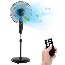 DORTALA Pedestal Fan Dual Blades, 18 Inches Oscillating Fan with Timer & Adju...