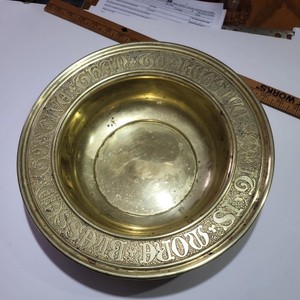 Victorian Brass Plated 12 Inch Diameter Church Offering Collection Plate