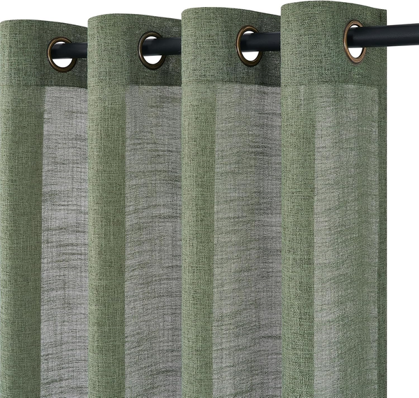Topfinel Gardinen VorhäNge Mit ÖSen, Vorhang Leinen 140X245Cm (Bxh), Halbtranspa-image