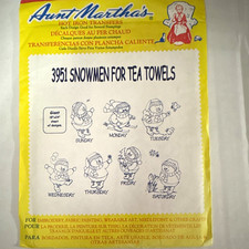 Aunt Martha's 3951 Snowmen Iron-On Hot Iron Transfers for Tea Towels