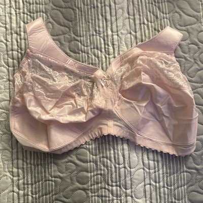 Glamorise Bra 44H pink Magic Lift Support Full Figure Lace Wire Free 1000 NWOT
