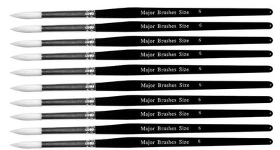 MAJOR BRUSHES - Synthetischer Zobel Pinsel mit runder Spitze Größe 6, 10er Pack