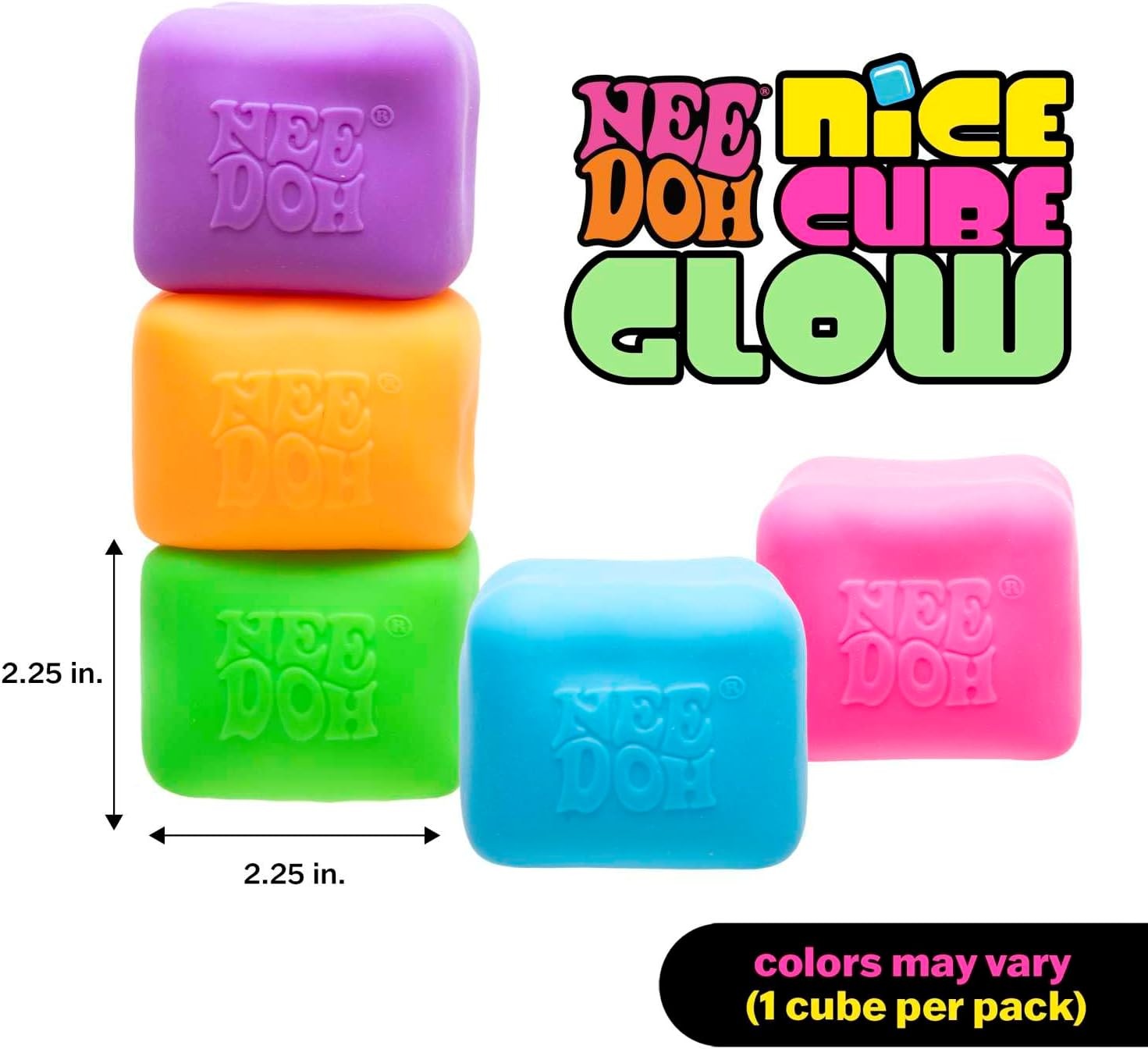Schylling NeeDoh Nice Cube Glow - Sensory Toy with a Super Solid Squish -... 