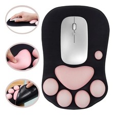 Gel Mouse Pad Wrist Rest, Ergo Cat Paw Memory Foam Non-Slip Office Black Pink