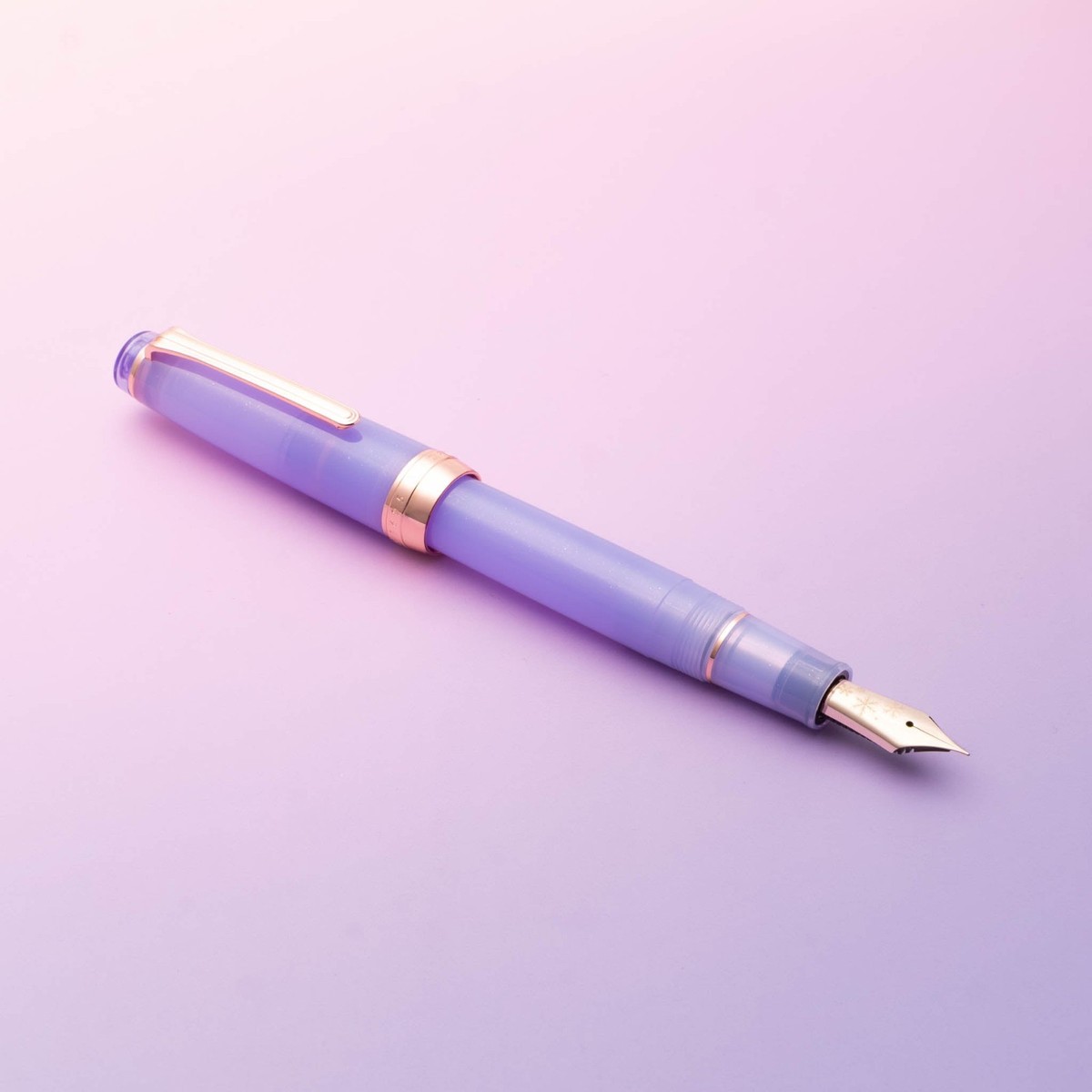 Sailor × Hachimonjiya 18K Fountain Pen Rime on Trees Amethyst Pink