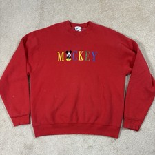 VTG 90s Mickey Mouse Co. Embroidered Sweatshirt Adult Large Red Disney