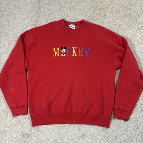 VTG 90s Mickey Mouse & Co. Embroidered Sweatshirt Adult Large Red Disney