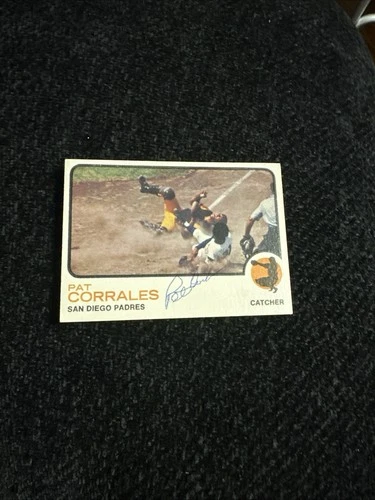 1973 Topps Pat Corrales Signed #542 Autograph Collision W/ Fergie Jenkins High #