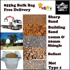 Bulk Bags building Sand Sharp Sand Ballast  20mm Gravel Shingle MOT Type 1