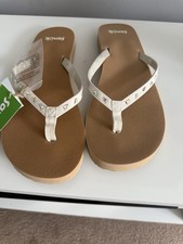 Women Sanuk Yoga Joy Bling Flip Flop Sandal 1116828 White Tan 100 Original New