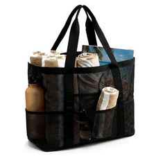 Mesh Beach Bag-Large Beach Tote for Women with Zipper Pocket, pool cruise tra...