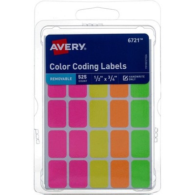 6 Pack Avery Removable Removable Color Coding Labels, 525 Ct
