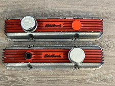 Vintage Edelbrock Valve Covers Small Block Chevy 283 327 302 350 400 Gasser