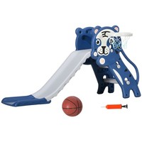 3-in-1 Indoor Kids Slide with Climber and Basketball Hoop - Toddler Play Centre