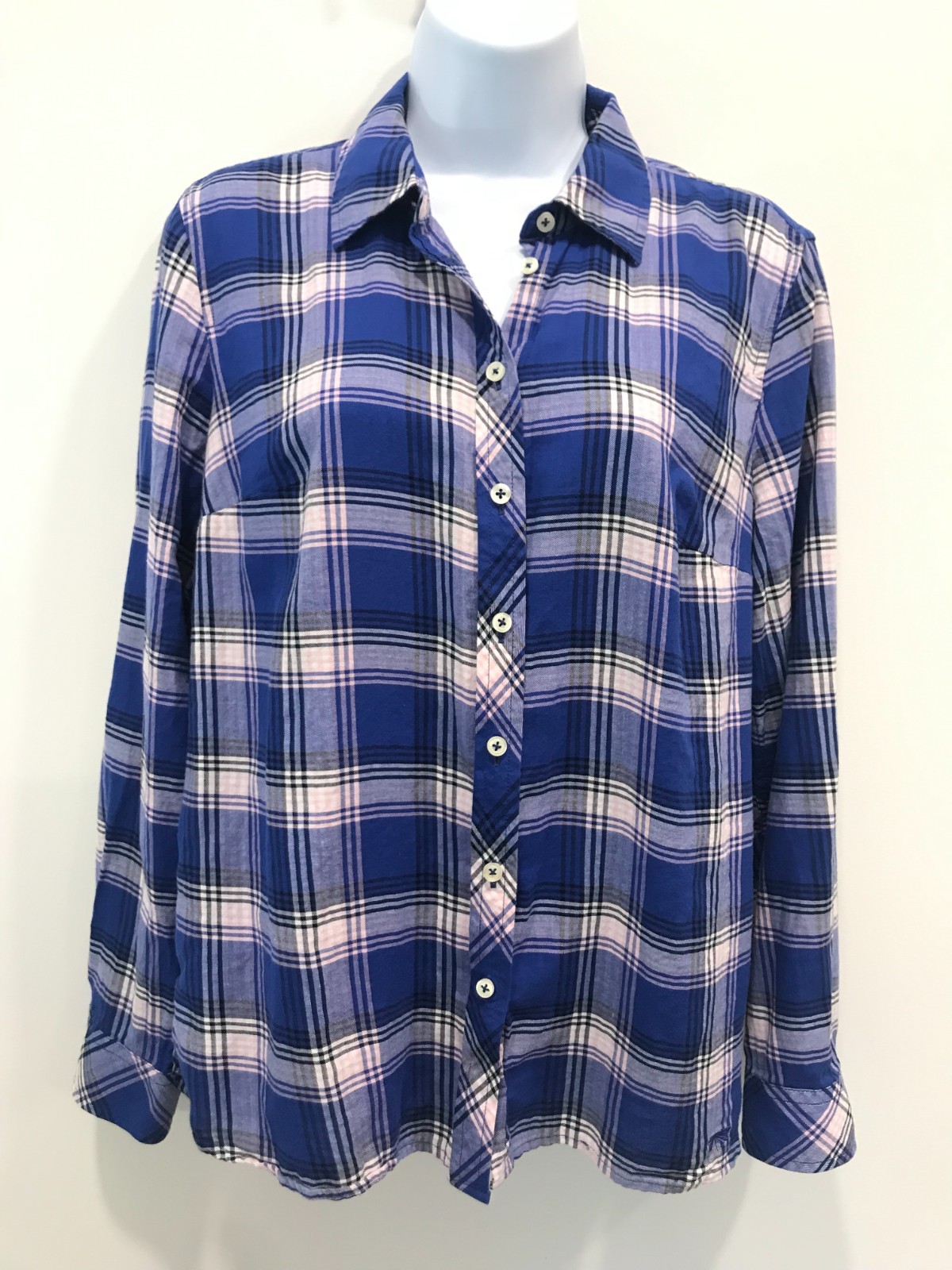 TALBOTS BUTTON FRONT COLLARED SHIRT LONG SLEEVE C… - image 1