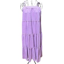American Eagle Lavender Tiered Cotton Blend Maxi Dress with Tie Straps Small