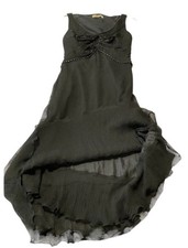 Y2K Silk Dress Midi Hand Beaded Cocktail Wome...