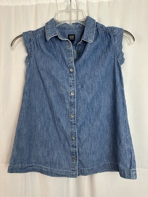 Toddler Baby Gap medium wash denim Short Sleeve Full Button Dress Sz 4 yrs