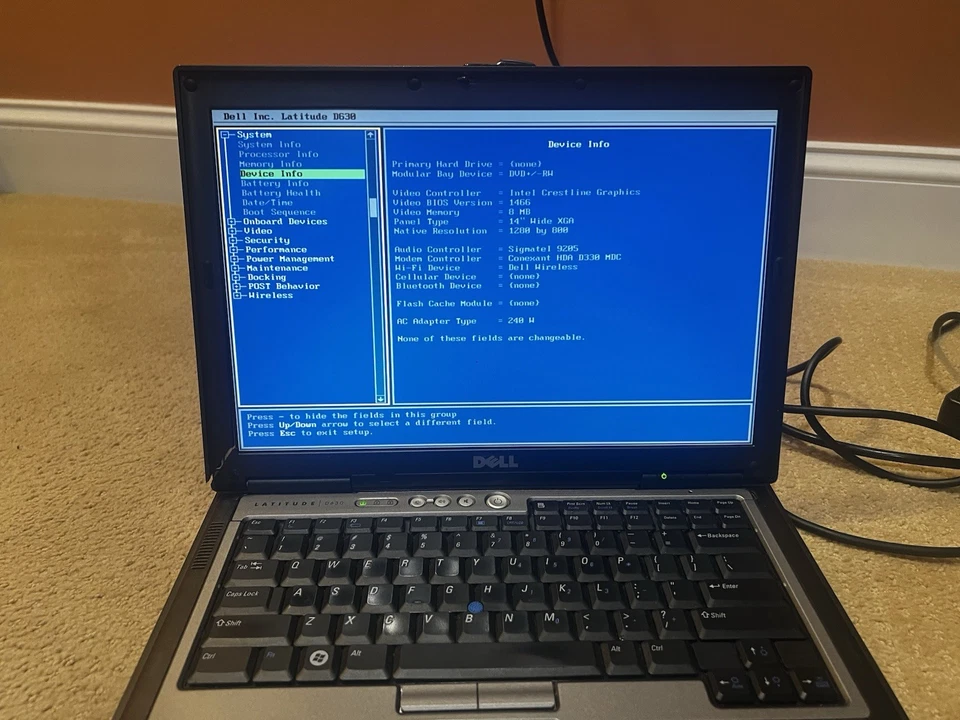 Laptop Dell Latitude D630 15" 1,8 GHz 2 GB necesita batería disco duro y bisel de pantalla Foto 4 de 4