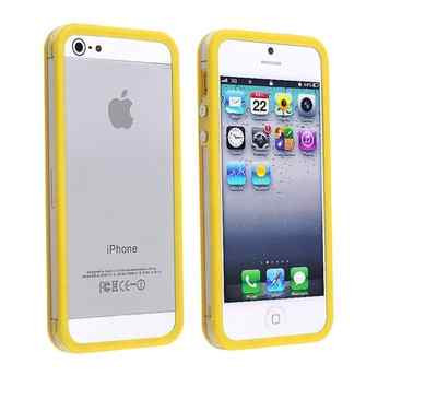 Iphone 5S 5C Bumper Case Cover Clear Yellow Stylish+ Free Screen  Protector UK