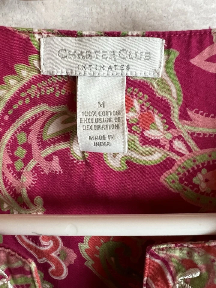 Charter Club Intimates Nightgown House Coat Pink Paisley Women’s Size M Medium - Image 2 of 3