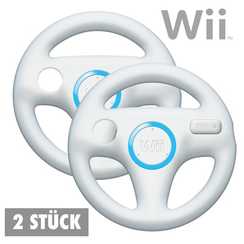 Zwei 2x Original Nintendo Wii Wheel RVL-024 (weiß) Racing Lenkrad Zubehör 🛞2️⃣✅