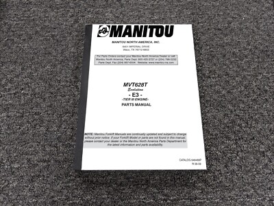 Manitou MVT628T Evolution E3 Tier II Engine Parts Catalog Manual 648489P