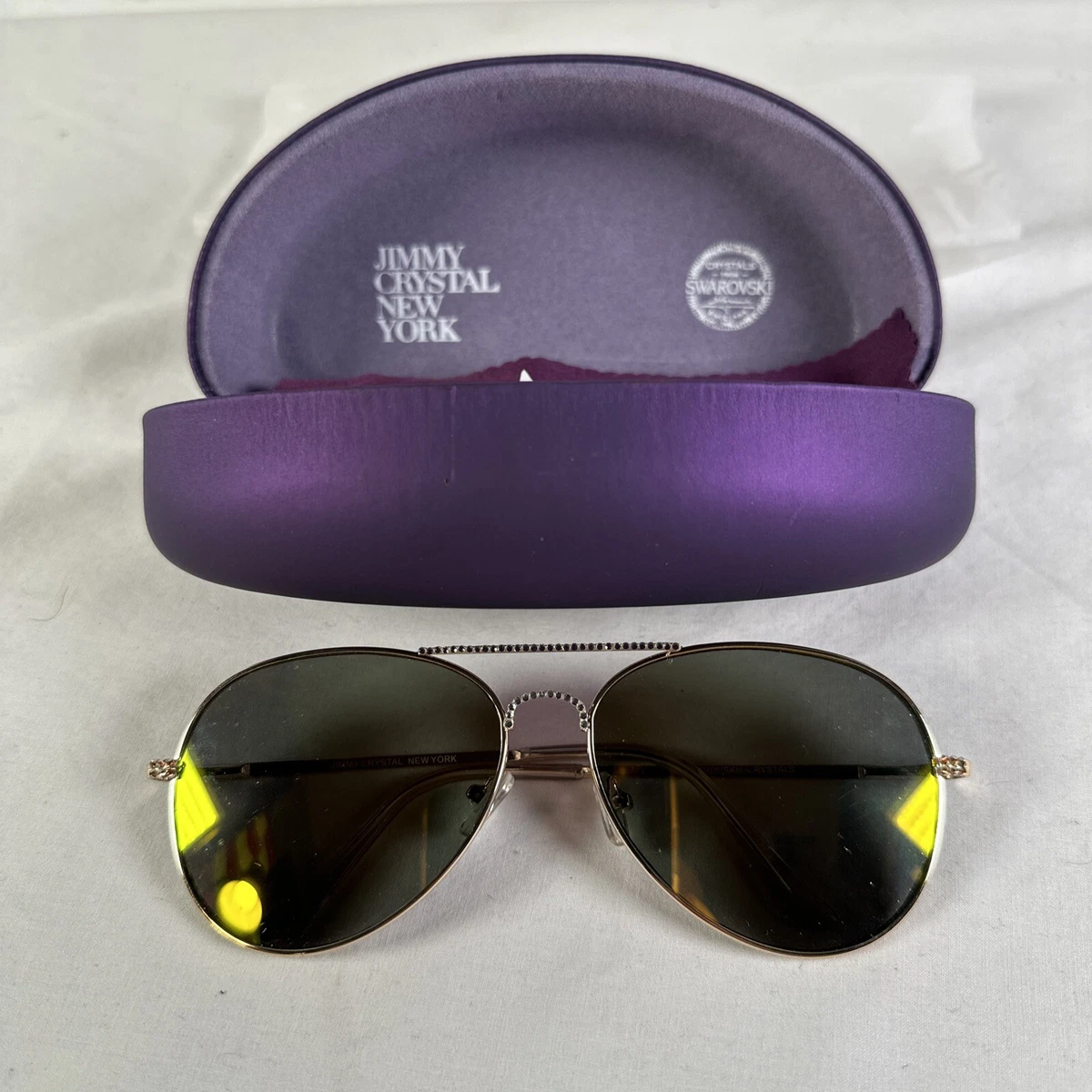 Jimmy Crystal Sunglasses GL313 Black W/  Swarovski New York JIMMY CRYSTAL NEW YORK SUNGLASSES, BROWN AND BLACK – Back 2  main image 2