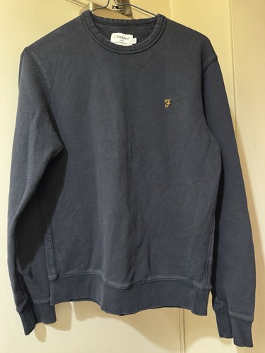 Farah Herren Marineblau Langarm Pullover Oberteil Größe Small
