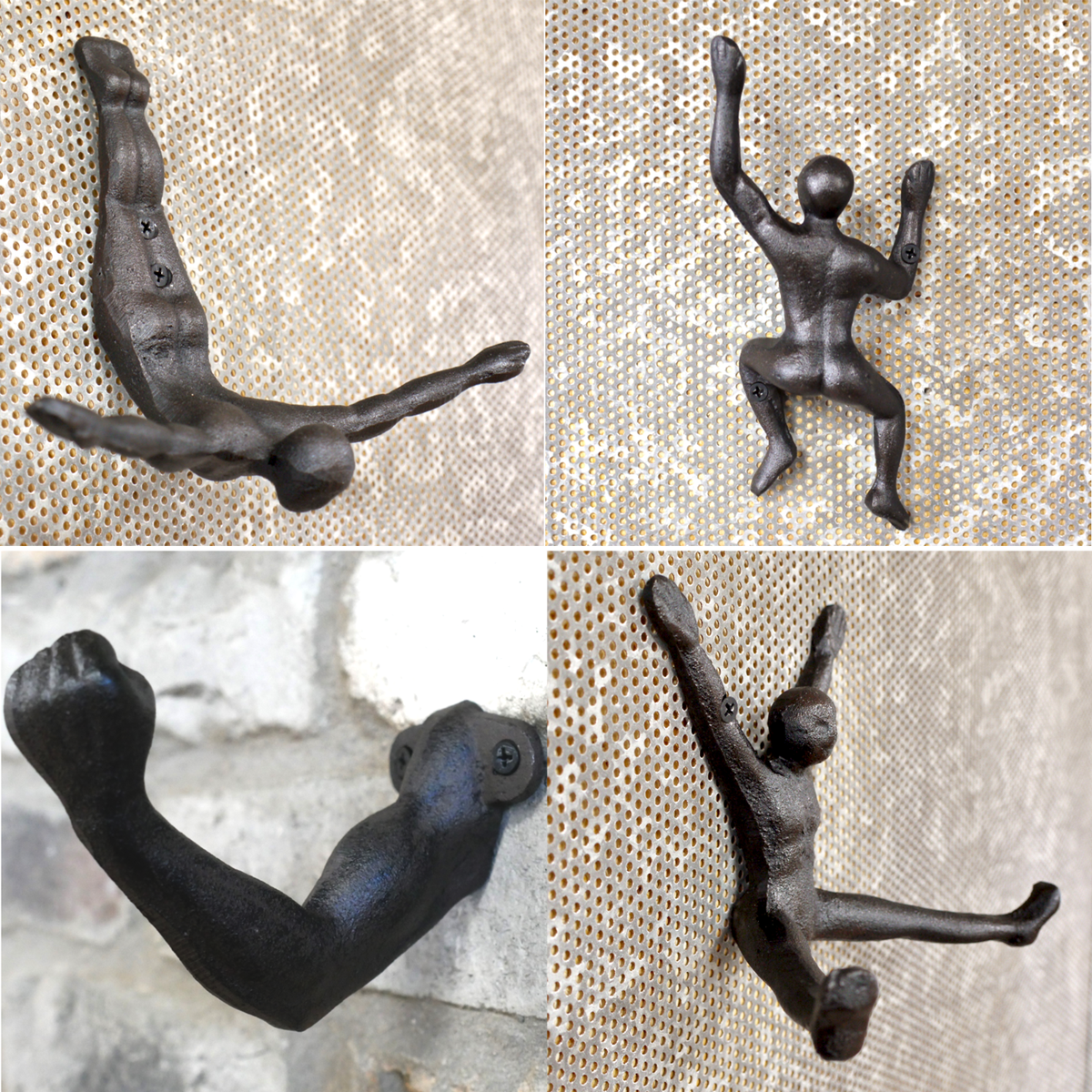 Coat Hooks Diving Stretching Climbing Man Strongarm Wall Hooks