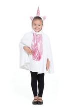 Child Girls White And Pink Unicorn Hoodie Fancy Dress Costume Poncho With Horn