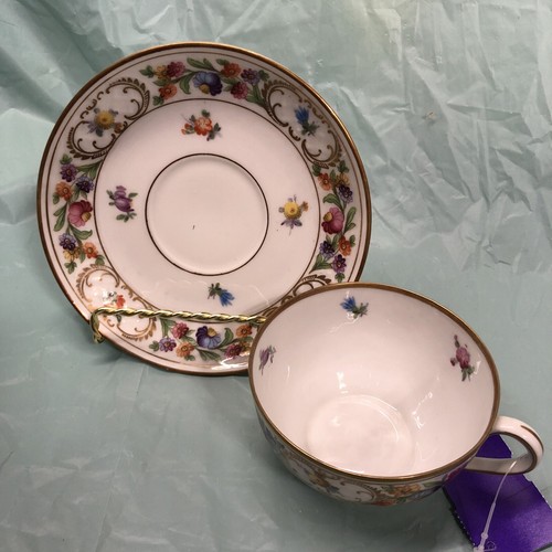 Tazza da tè floreale e piattino Bavaria Schumann Arzberg Empress linea Dresda Germania - Foto 2 di 5