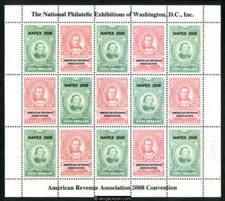 American Revenue Association Convention. NAPEX 2008 souvenir sheet