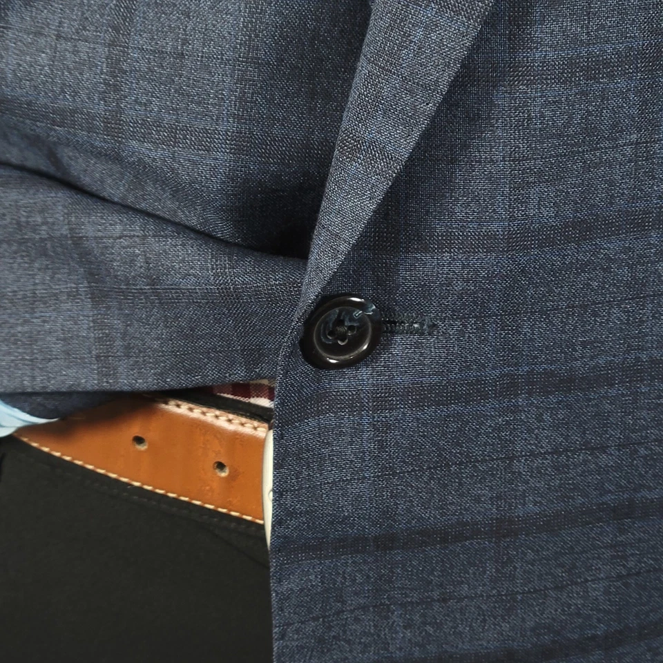 Royal Classics Tom James Мужская Sport пальто Blazer две кнопки темно-синий клетку 55R - Изображение 3 из 4