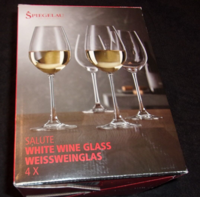 Spiegelau Salute White Wine Glass Weissweinglas Set Of 4 New in Box INV# 26-B