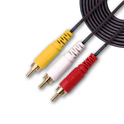 SatelliteSale AV Male to Male 3 RCA Audio Video Composite Cable Black (3 feet)